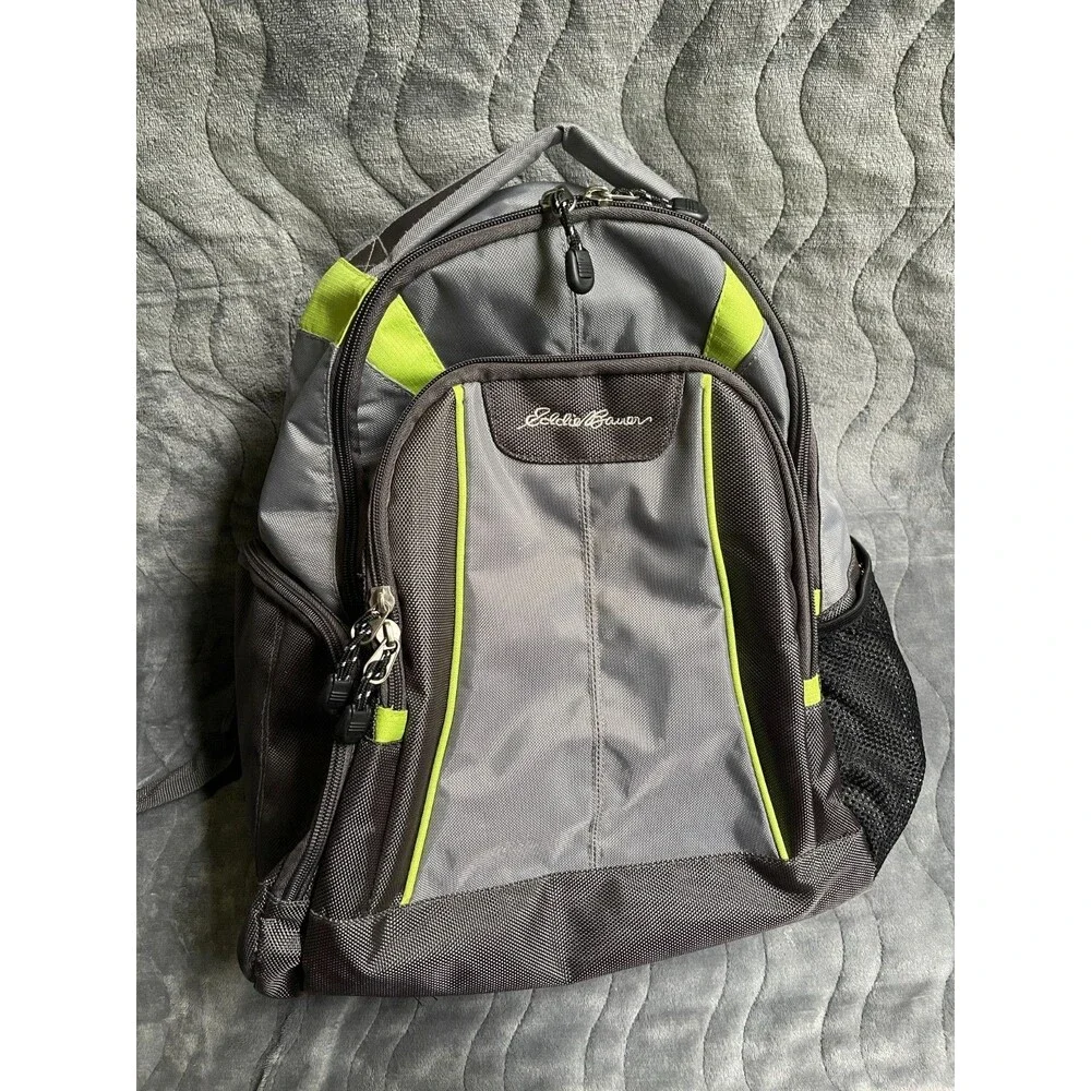 Eddie Bauer Backpack Gray Black Adjustable Straps Pockets Baby Diaper Bag Travel